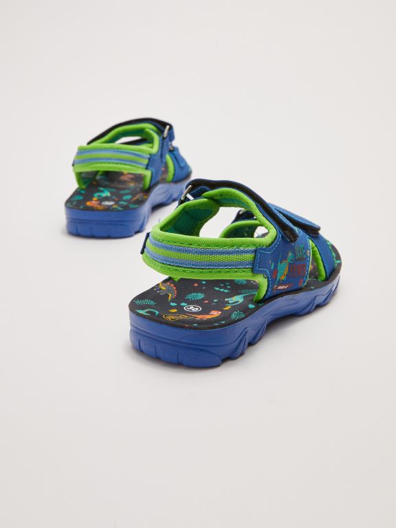 Printed Double Banded Hook and Loop Boys Sandals