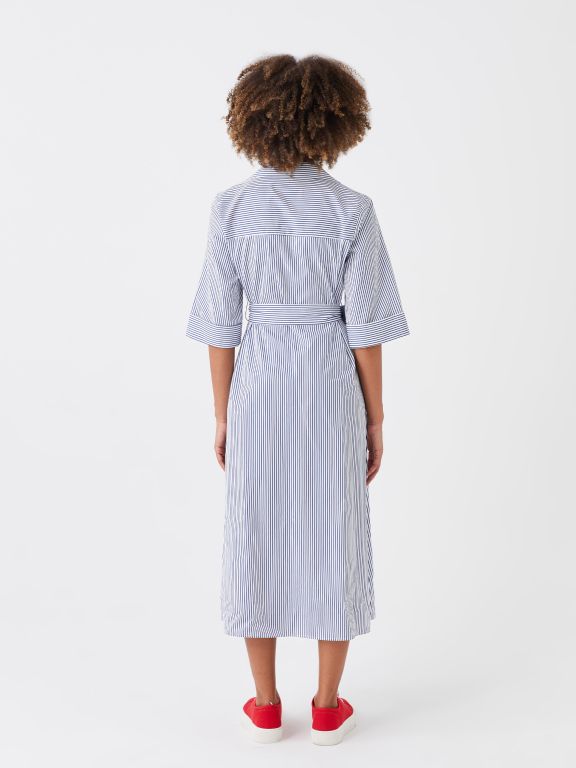 Striped Poplin Women's Shirt Dress