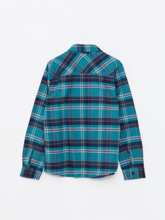 Plaid Long Sleeve Gabardine Boy Shirt