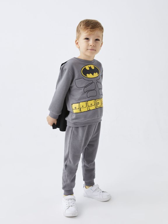 Crew Neck Long Sleeve Batman Printed Baby Boy Costume