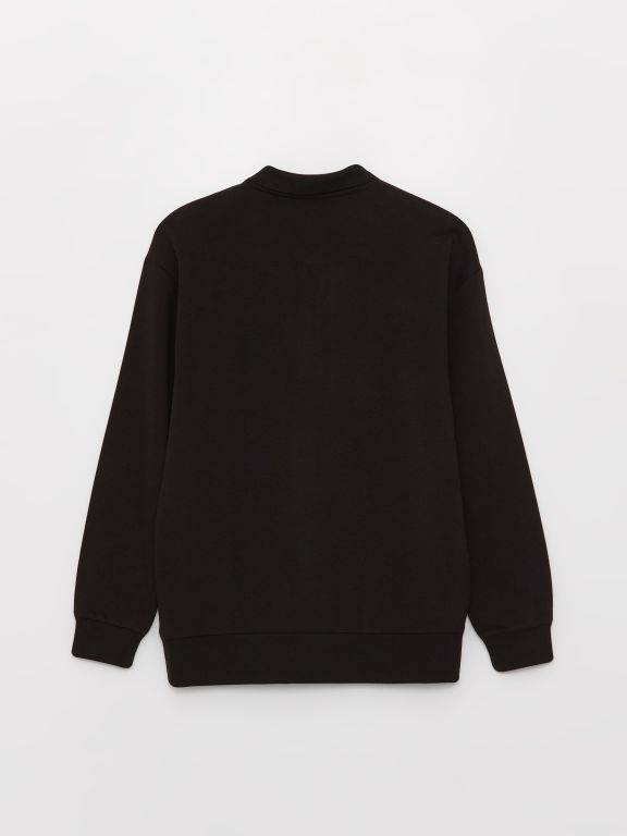 Polo Neck Long Sleeve Men's Sweatshirt
