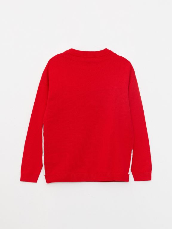 Crew Neck Printed Long Sleeve Women's Tricot Sweater
