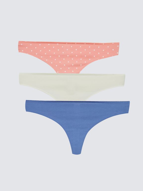 Patterned Women's Thong Panties 3 Pack