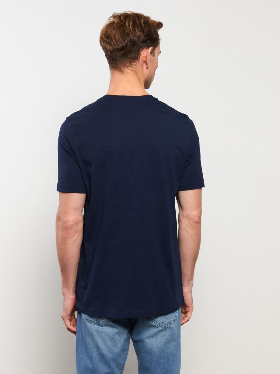 Crew Neck Short Sleeve Printed Combed Cotton Men's T-shirt