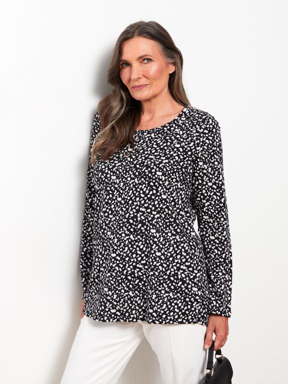 Crew Neck Patterned Long Sleeve Women's T-shirt