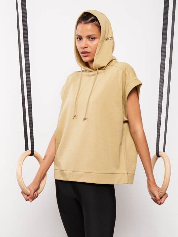 Hooded Printed Short Sleeve Women's T-shirt