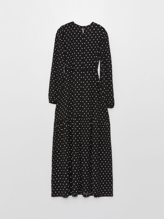 Crew Neck Polka Dot Long Sleeve Maternity Dress
