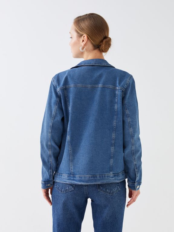 Shirt Collar Long Sleeve Women's Jean Jacket
