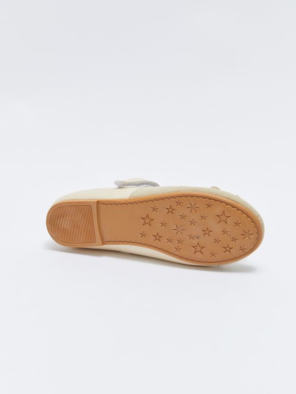 Hook and Loop Bow Detailed Girls' Flats