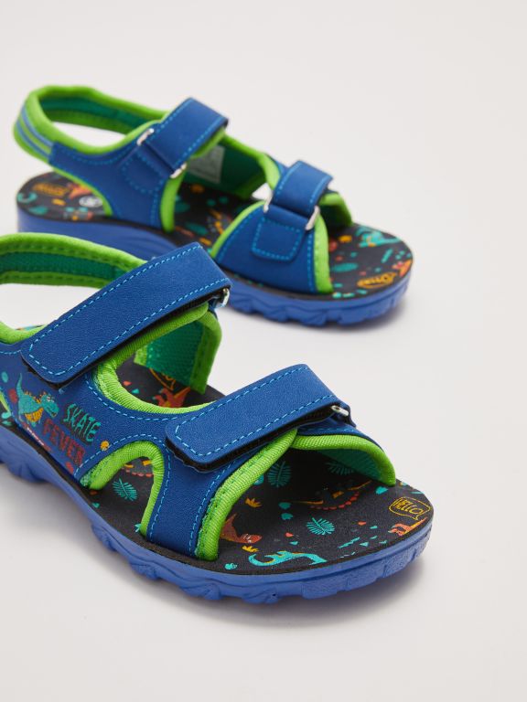 Printed Double Banded Hook and Loop Boys Sandals