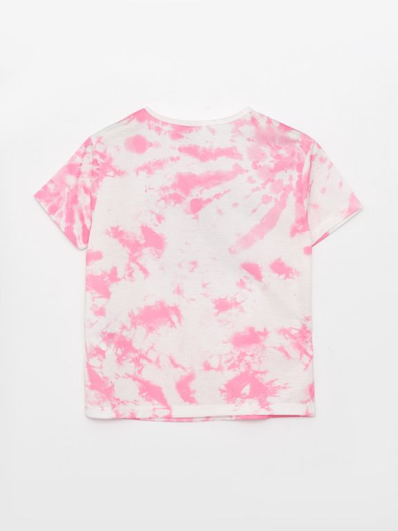 Crew Neck Printed Short Sleeve Girl T-shirt