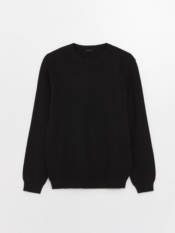 Crew Neck Long Sleeve Men's Tricot Sweater