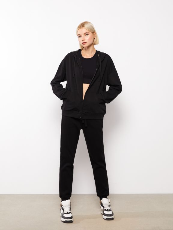 Hooded Regular Long Sleeve Women's Sports Cardigan