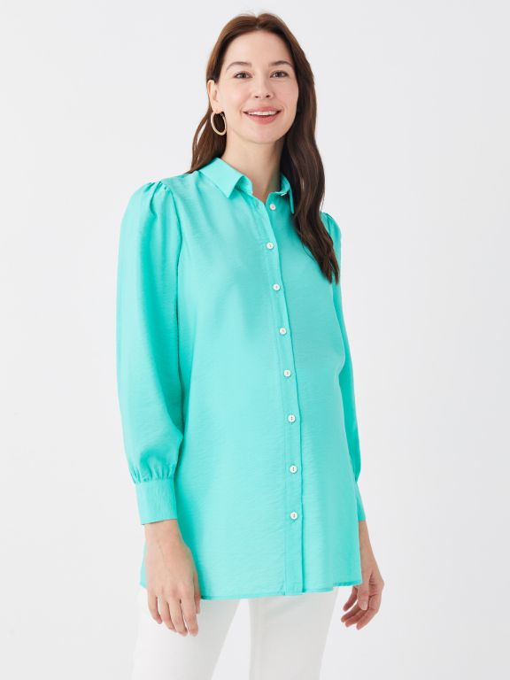 Shirt Neck Regular Long Sleeve Maternity Tunic