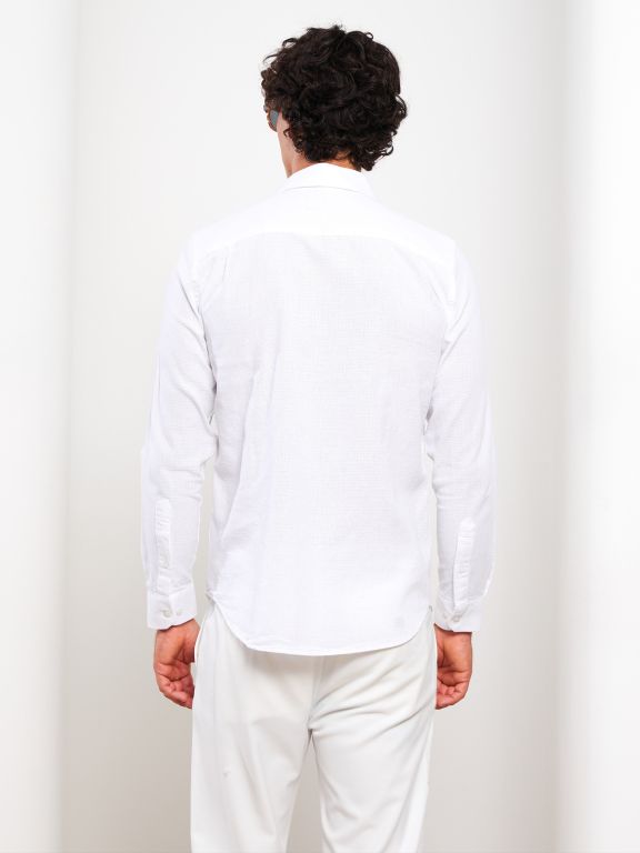 Regular Fit Long Sleeve Men's Poplin Shirt