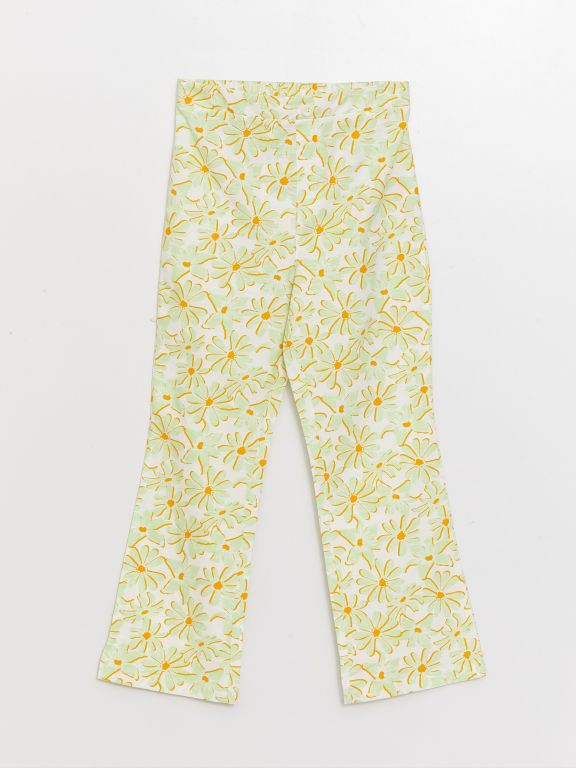 Elastic Waist Patterned Spanish Leg Girls' Trousers