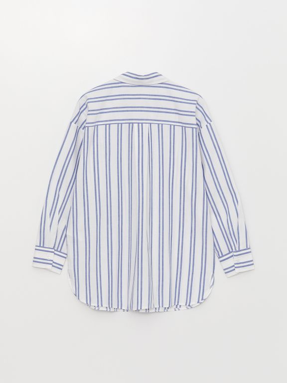 Shirt Collar Striped Long Sleeve Women's Tunic