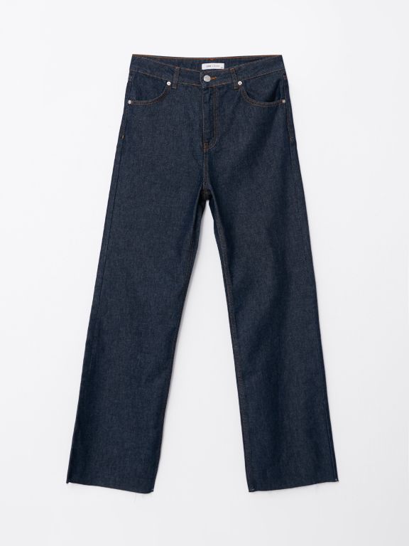 High Waisted Straight Women's Denim Trousers