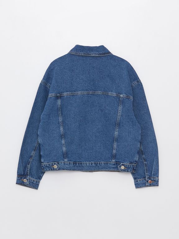 Shirt Neck Regular Long Sleeve Women's Jean Jacket