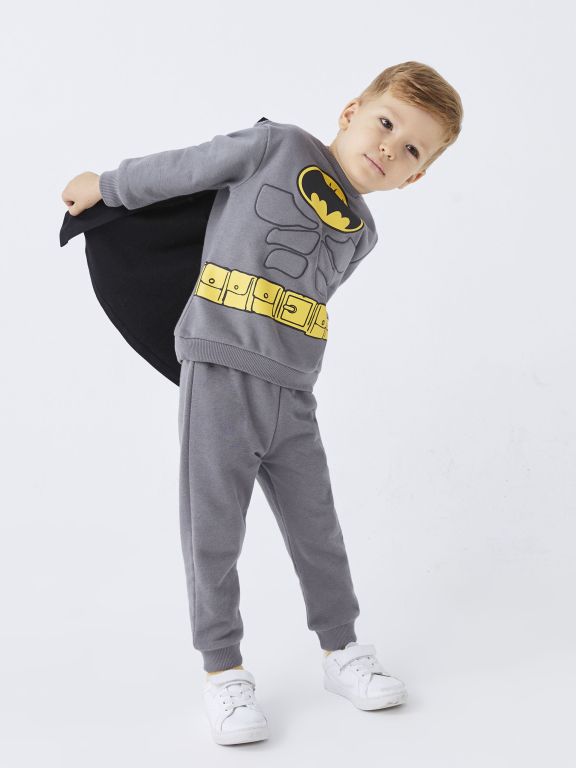 Crew Neck Long Sleeve Batman Printed Baby Boy Costume