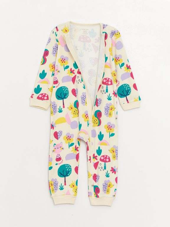 Crew Neck Printed Baby Girl Jumpsuit 2 Pieces