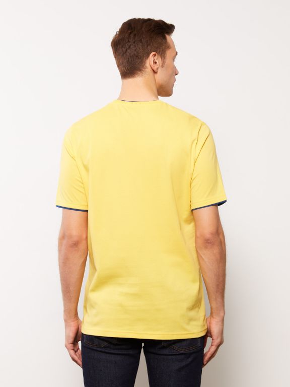 Crew Neck Short Sleeve Printed Combed Cotton Men's T-shirt