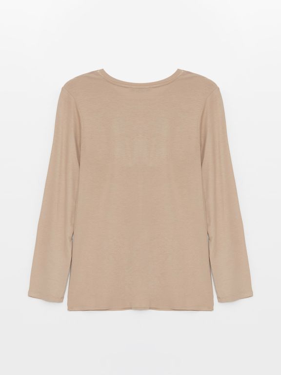 Crew Neck Patterned Long Sleeve Women's T-shirt