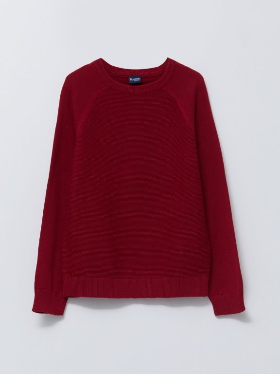 Crew Neck Basic Long Sleeve Boy Tricot Sweater