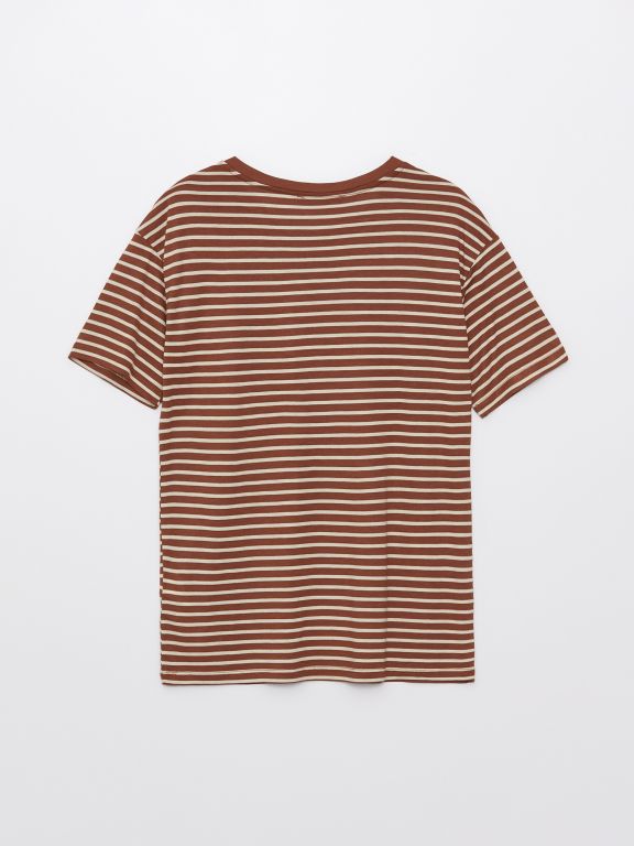 Women's Crew Neck Striped Short Sleeve T-Shirt