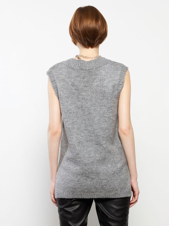 Women's V Neck Regular Tricot Sweater