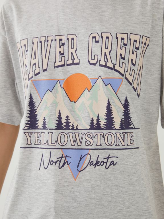 Crew Neck Printed Short Sleeve Oversized T-Shirt