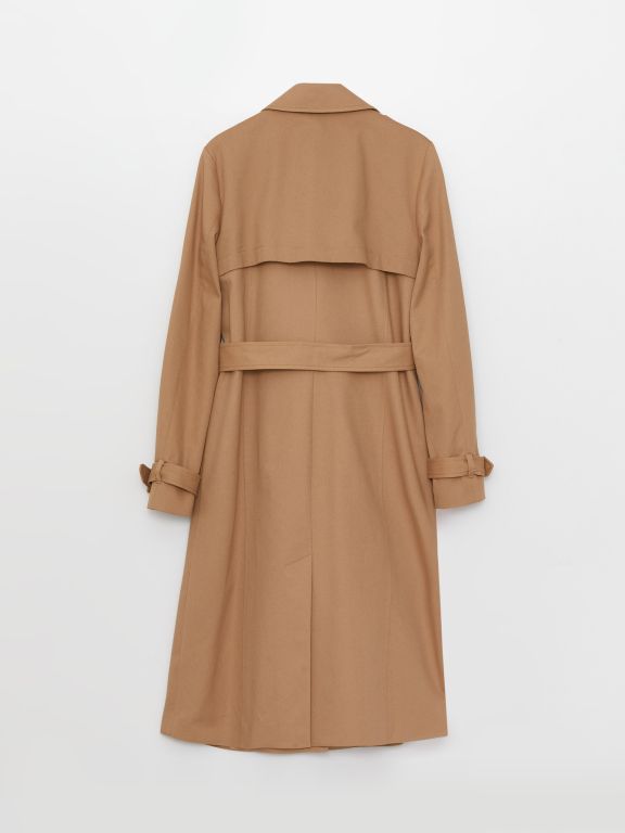 Shirt Collar Straight Long Sleeve Gabardine Women's Trench Coat
