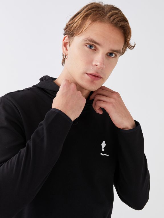 Hooded Long Sleeve Printed Men's Sports Hoodie