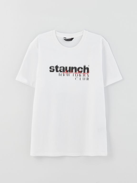 Crew Neck Short Sleeve Printed Combed Cotton Men's T-shirt