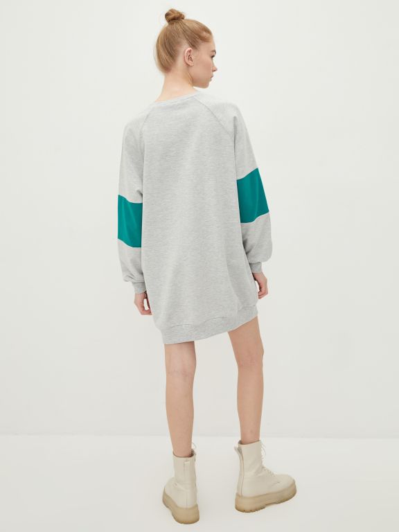 Crew Neck Printed Long Sleeve Women's Dress