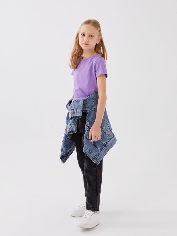 Crew Neck Basic Short Sleeve Girls T-Shirt