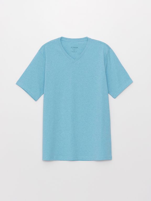 V Neck Short Sleeve Combed Cotton Men's T-shirt