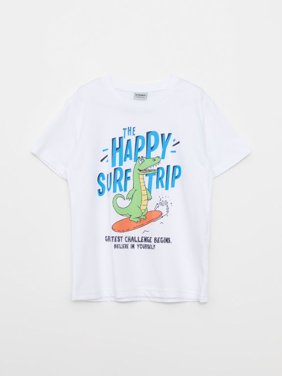 Crew Neck Printed Short Sleeve Cotton Boy T-shirt