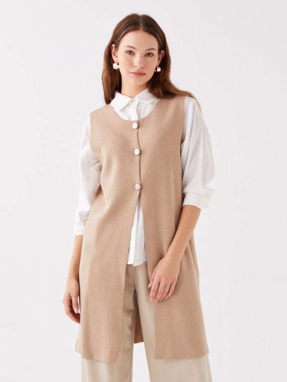 Women's Crew Neck Regular Tricot Vest