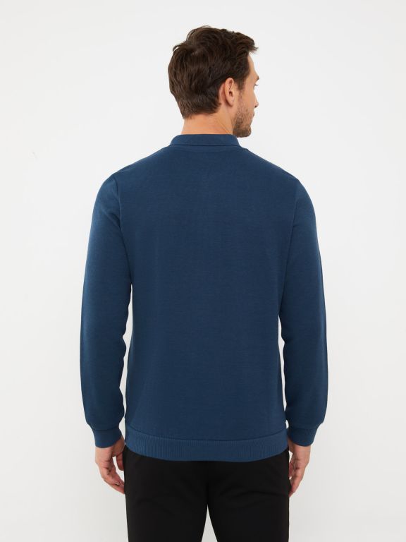 Polo Neck Long Sleeve Men's Sweatshirt