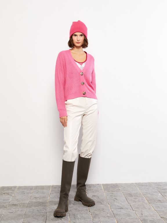 V Neck Regular Long Sleeve Women's Tricot Cardigan