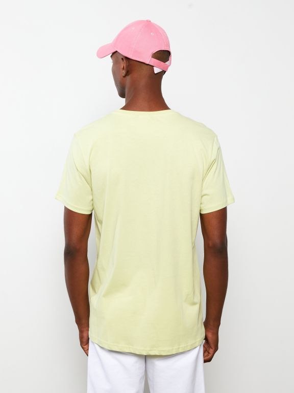 Crew Neck Short Sleeve Printed Combed Cotton Men's T-shirt