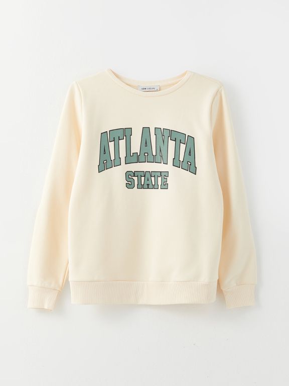 Crew Neck Printed Long Sleeve Women's Sweatshirt