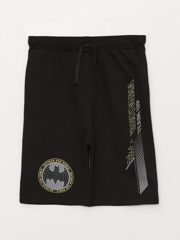 Crew Neck Batman Printed Short Sleeve Boy T-Shirt and Shorts