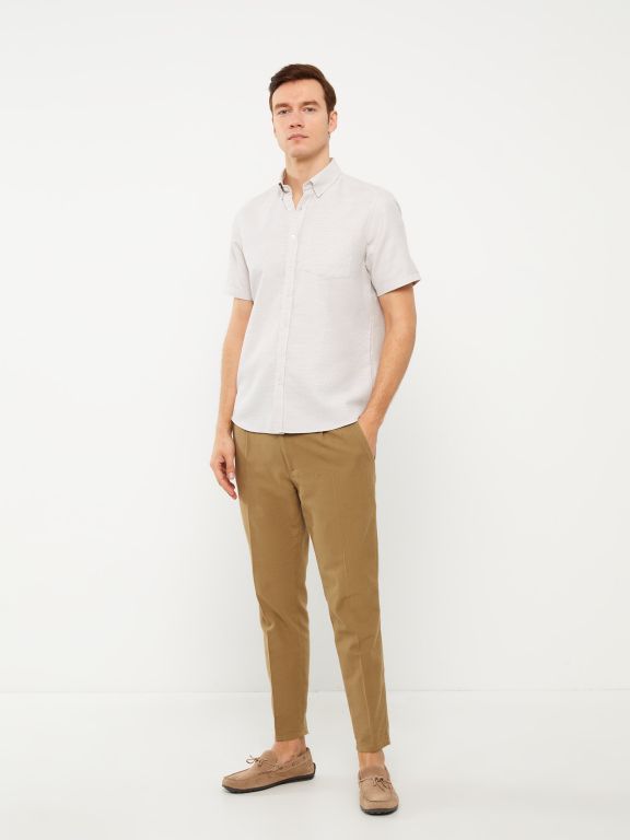 Regular Fit Men's Short Sleeve Dobby Shirt