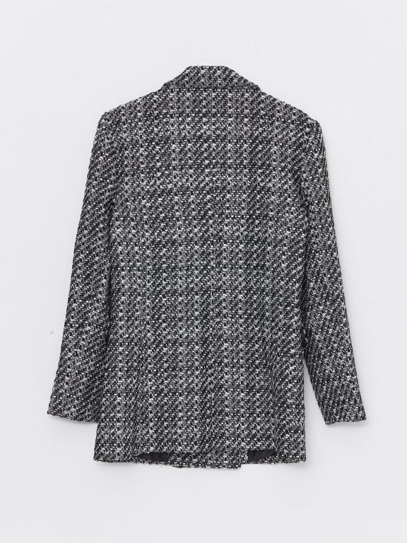 Patterned Long Sleeve Tweed Women's Blazer Jacket
