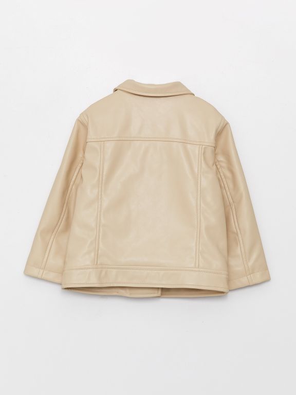 Long Sleeve Baby Girl Leather Look Jacket