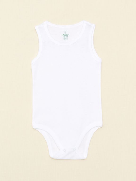 Crew Neck Basic Organic Cotton Baby Boy Body with Snap Crotch 2-Pack