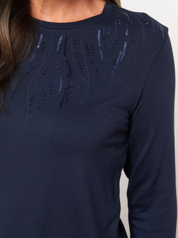 Crew Neck Printed Long Sleeve Women's T-shirt