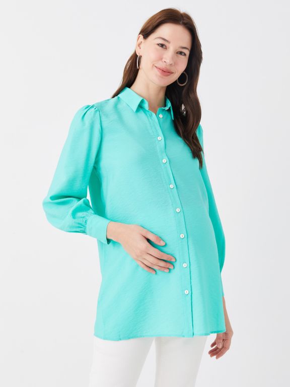 Shirt Neck Regular Long Sleeve Maternity Tunic